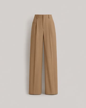 Khaki tailored wide-leg dress pants, product photo