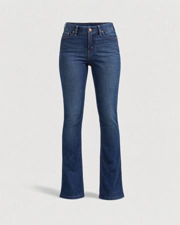 Dark blue bootcut jeans, product photo